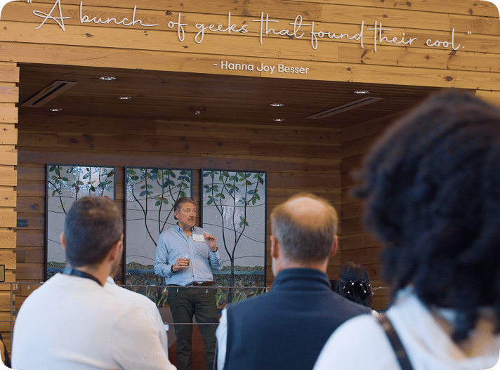 Drew McLellan speaking at a Creative Assembly event in Nashville